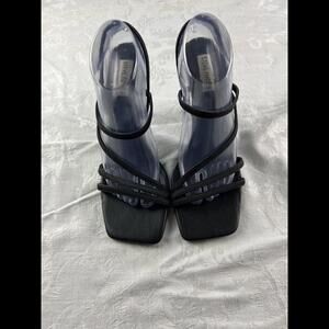 Steve Madden Sandals Womens Size 11M Black Strappy Heels Square Toe Vegan
